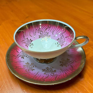 Bareuther Bavaria Pink and Gold Tea Cup & Saucer